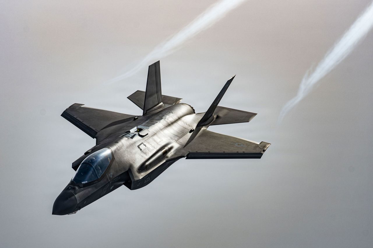 A US Air Force F-35 Lightning II flies over the North Sea during an exercise on January 29.