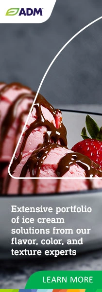 Banner featuring ice cream and ADM logo with learn more button