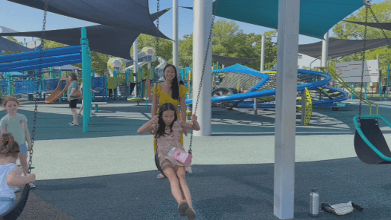 Ylvie and her mom Imee at the playground (WCIV)