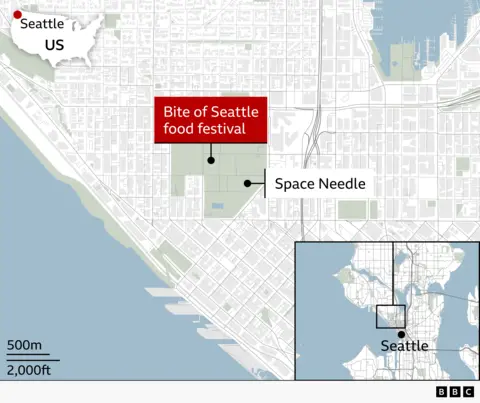 BBC map showing location of festival and Space Needle