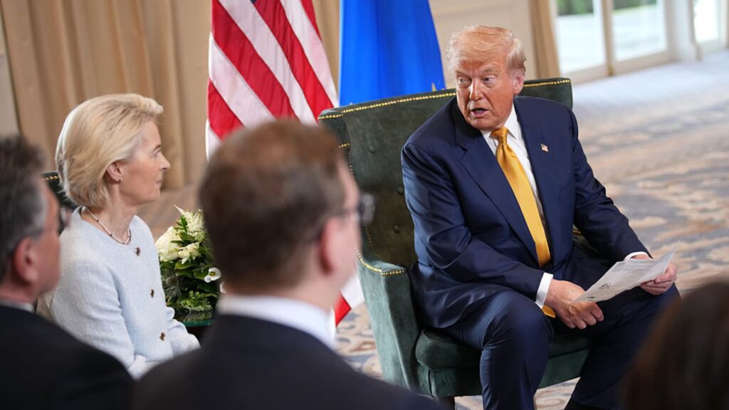 Trump threatens EU with ‘substantial TARIFF’ for ‘ROBBING’ U.S. tech giants Trump threatens EU with 'substantial TARIFF' for 'ROBBING' U.S. tech giants
