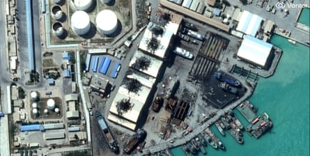 A satellite image shows airstrike damage to Bushehr airport, airbase and naval facilities after Israel-US strikes in March.