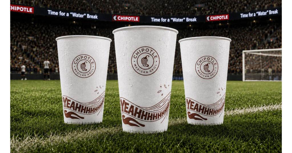 CHIPOTLE PUTS A NEW TWIST ON SOCCER’S HYDRATION BREAK WITH $1 MILLION IN FREE BURRITOS CHIPOTLE PUTS A NEW TWIST ON SOCCER'S HYDRATION BREAK WITH $1 MILLION IN FREE BURRITOS