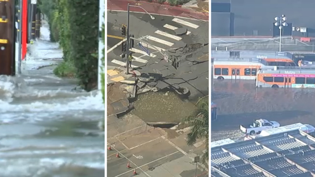 Water main break floods West Hollywood streets, creates massive sinkhole Water main break floods West Hollywood streets, creates massive sinkhole