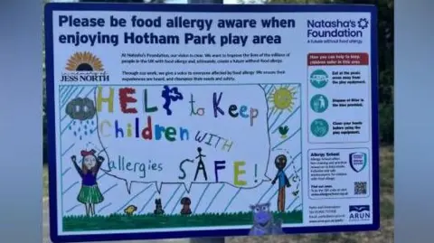 Supplied A sign warning about food allergies.