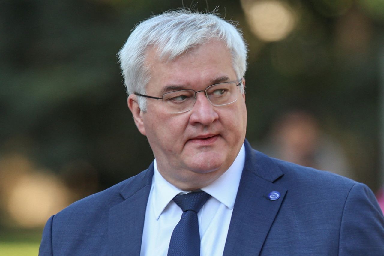 Ukrainian Foreign Minister Andrii Sybiha arrives at the 135th Session of the Committee of Ministers of the Council of Europe at the Palace of the Republic in Chisinau, Moldova, on May 15.