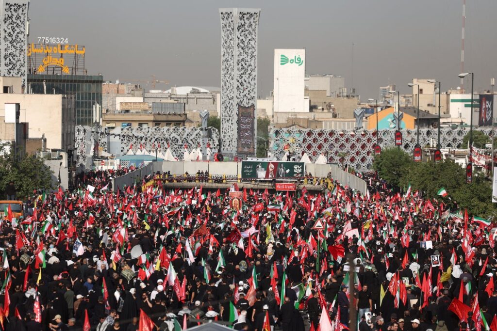Iran war live: Khamenei’s funeral march begins as mourners threaten Trump Iran war live: Khamenei’s funeral march begins as mourners threaten Trump