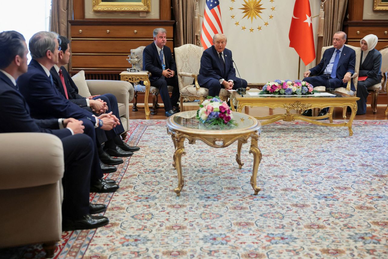 US President Donald Trump and Turkish President Tayyip Erdogan hold a bilateral meeting at the Bestepe Presidential Compound in Ankara, Turkey, on Tuesday.