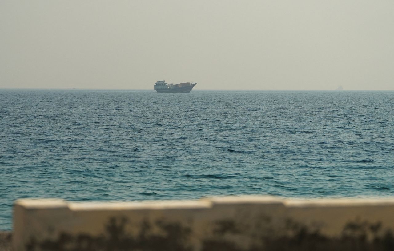 A vessel at the Strait of Hormuz, as seen from Musandam, Oman, on Thursday, July 9.