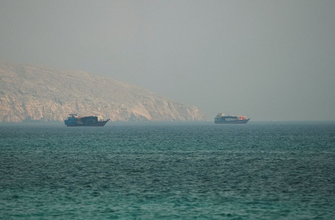 Vessels at the Strait of Hormuz, as seen from Musandam, Oman, on Thursday, July 9.