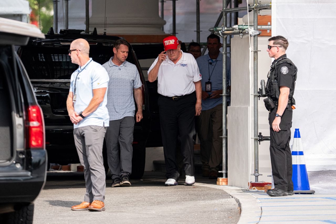 US President Donald Trump views North Portico renovations as he returns to the White House, on July 11