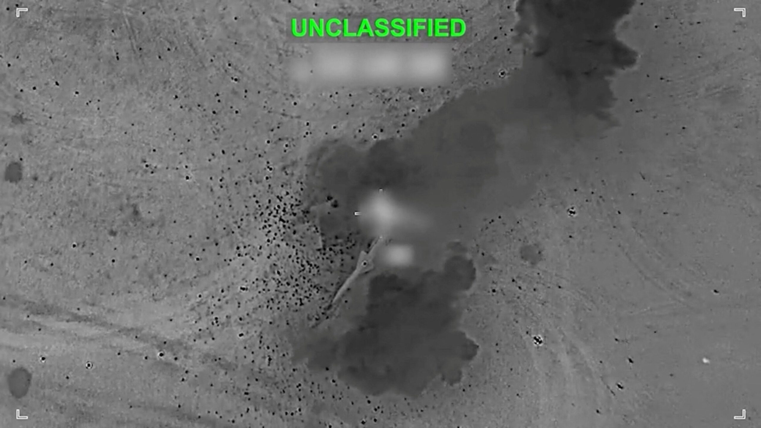 Smoke rises at an unknown location, following what US Central Command (CENTCOM) said were strikes on Iranian military targets