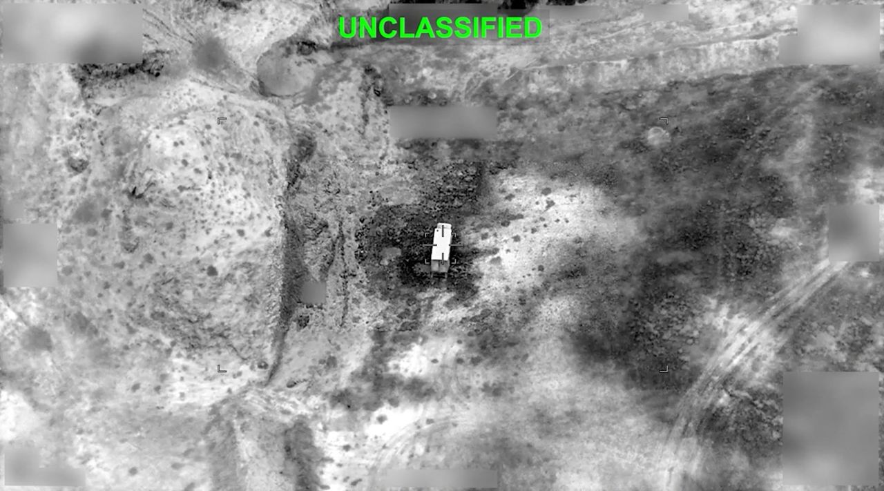 A screengrab from a video obtained from social media on Wednesday, shows a view shortly before what US Central Command say was a US strike on Iran.