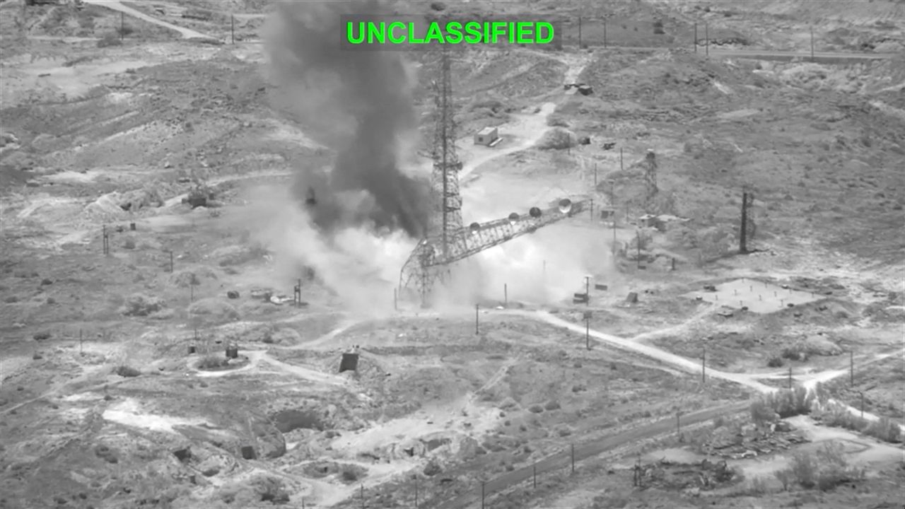 Smoke rises from an explosion at an unknown location, during what US Central Command says are strikes on Iran, in this screen grab taken from a handout video released on Wednesday.