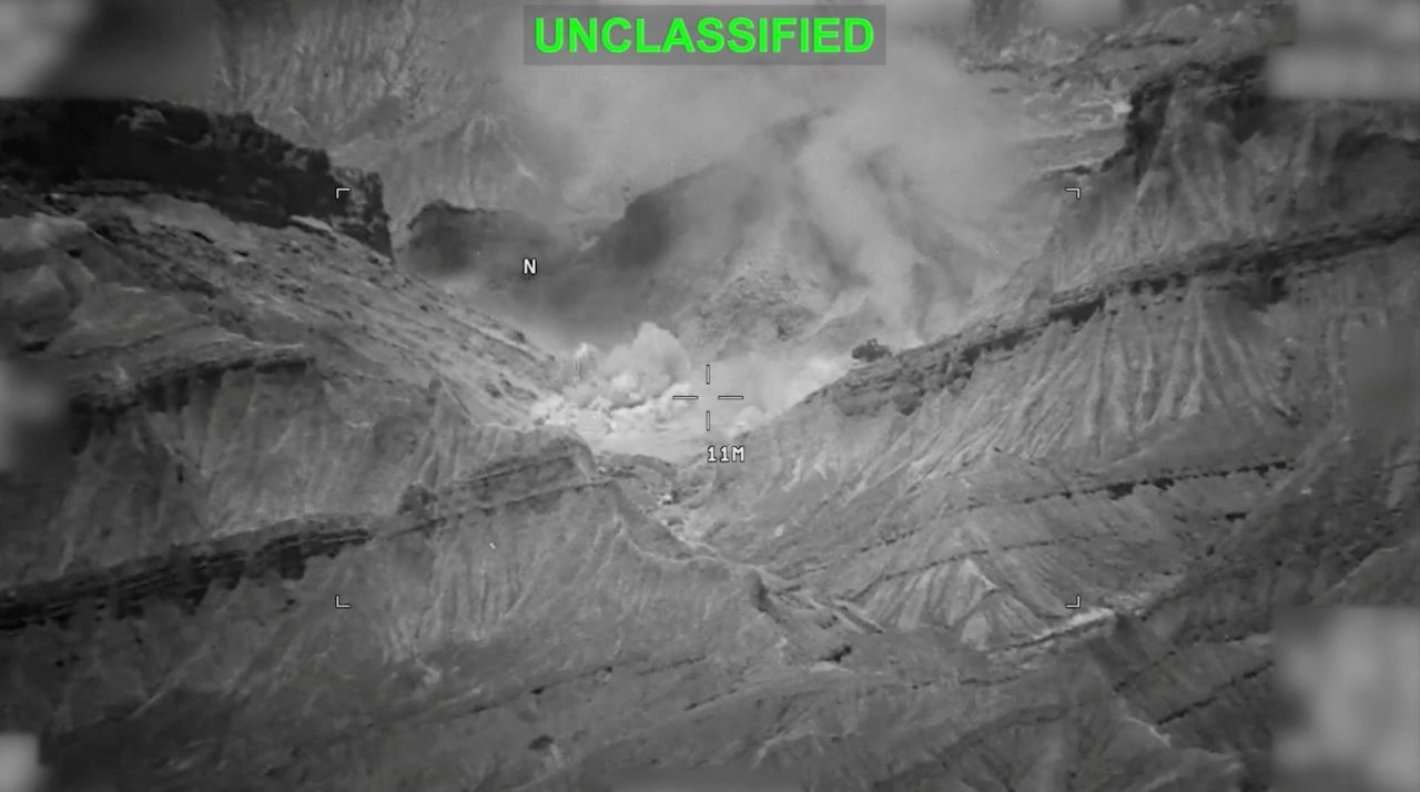 Smoke rises from an explosion at an unknown location, during what US Central Command says are strikes on Iran, on July 18.
