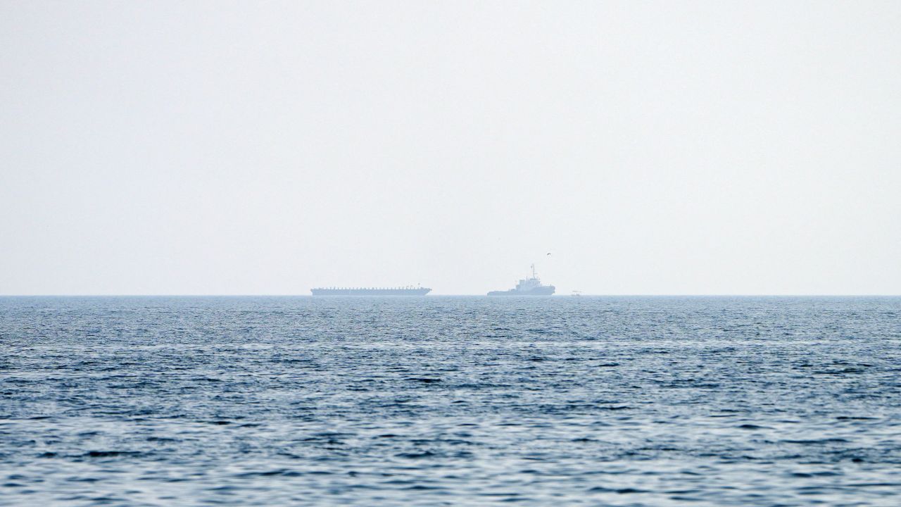 Vessels are seen in the Strait of Hormuz on Thursday.