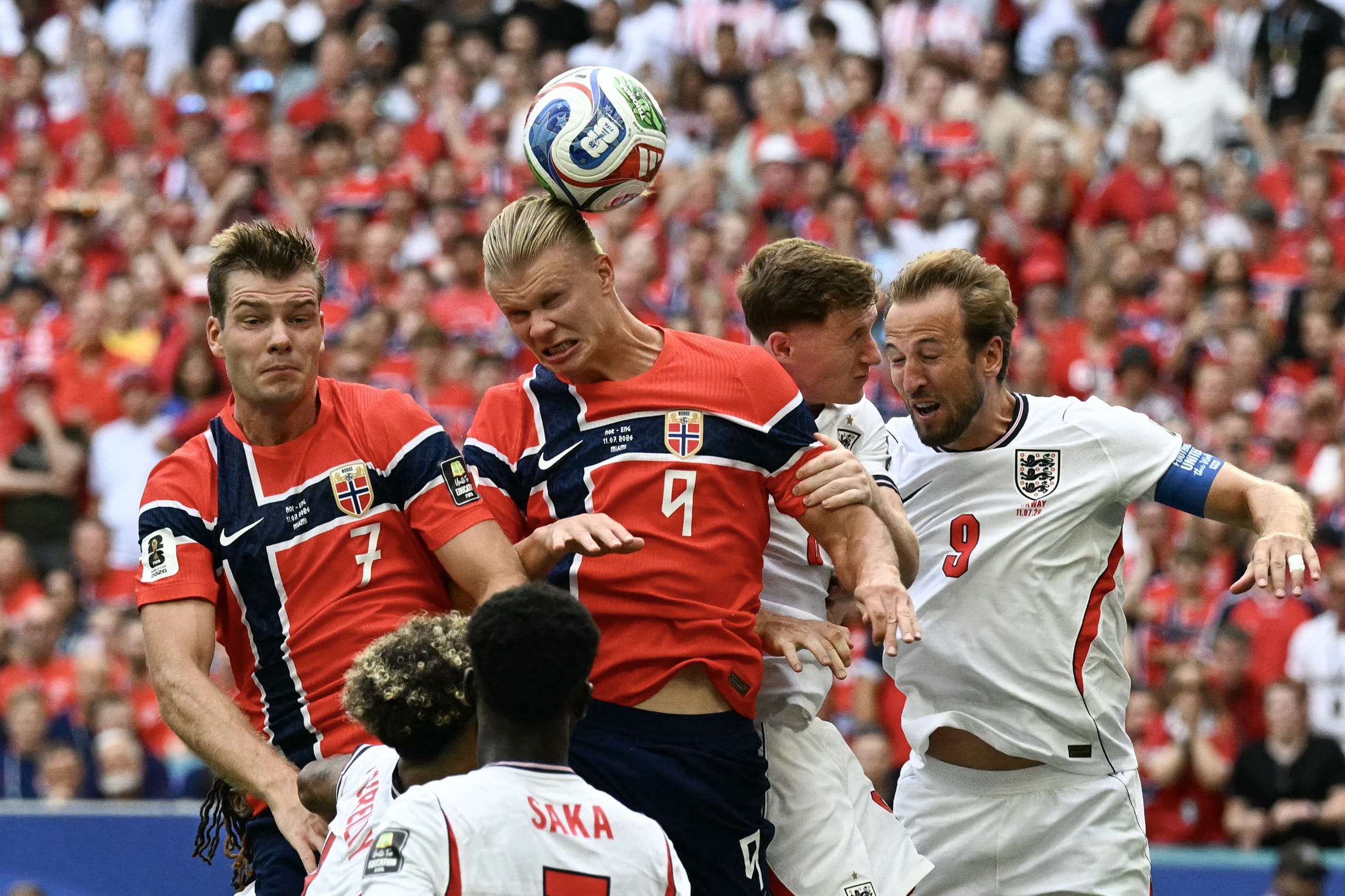 On-field action during a World Cup match.