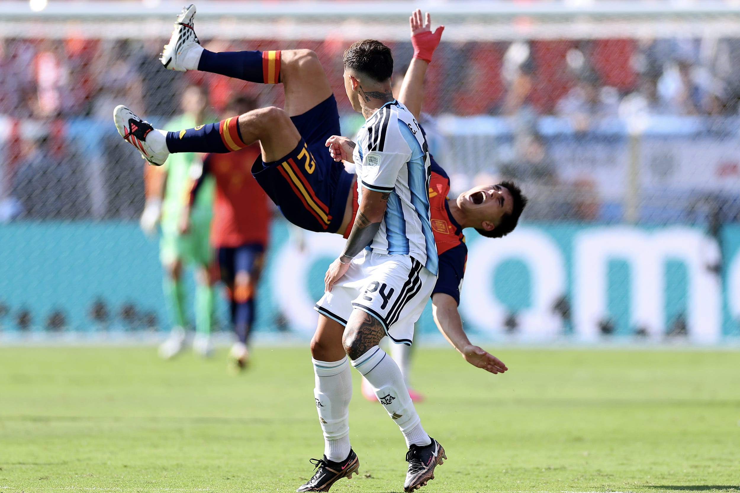 On-field action during the world cup final match.