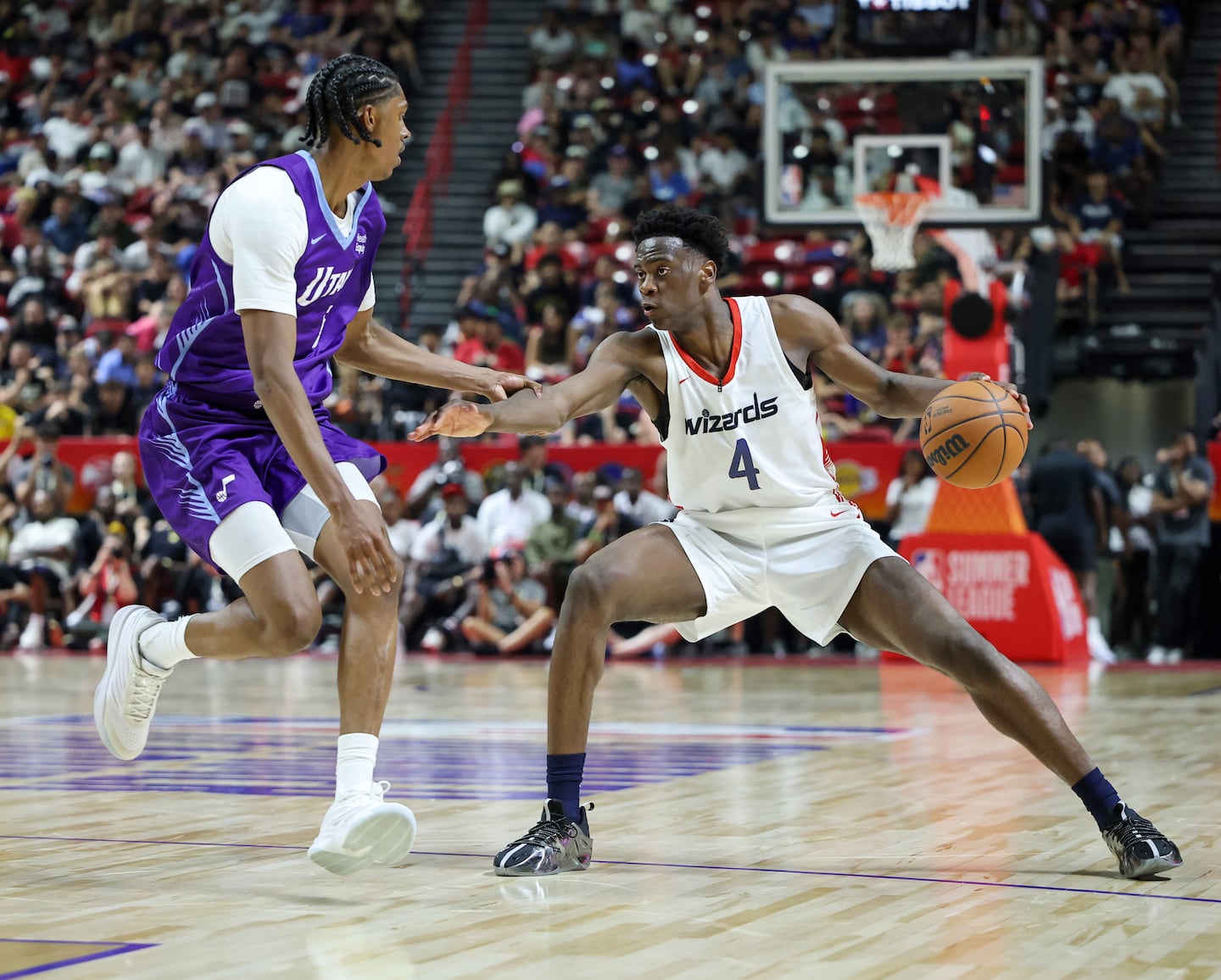 Brockton's AJ Dybantsa played in the NBA Summer League in Las Vegas, including against Cody Williams and the Jazz.
