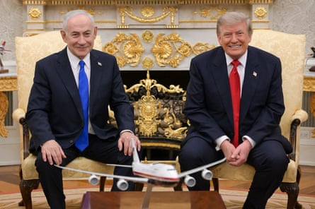 Benjamin Netanyahu meets with Donald Trump in the Oval Office on Tuesday.