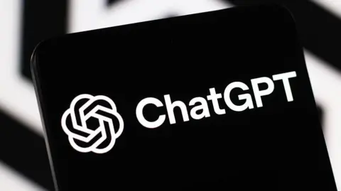 Getty Images The black and white ChatGPT logo on a phone screen