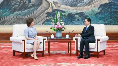 Embassy of the People's Republic of China in the United States of America Chinese Vice President Han Zheng, right, meets with former U.S. Transportation Secretary Elaine Chao, left, in Beijing.
