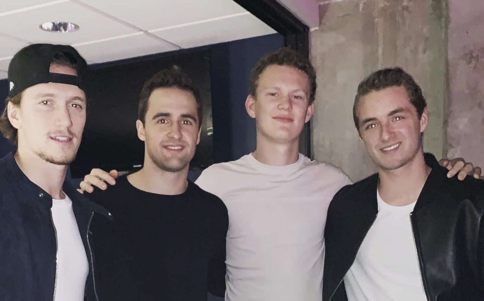 The Way We Were: Colin White on Instagram (cwhitey27) in a 2018 photo with (left to right) fellow Sens' young guns, Thomas Chabot, Brady Tkachuk, and Max Lajoie.