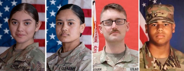 Photos of four soldiers killed in Iranian attacks