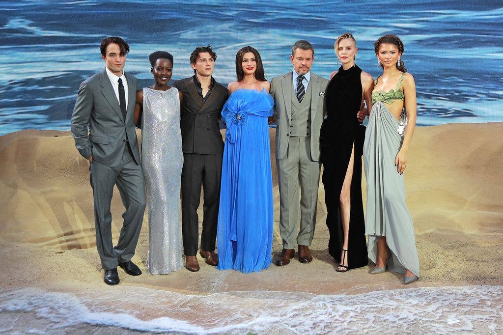 photo of robert Pattinson, Lupita Nyong'o, Tom Holland, Anne Hathaway, Matt Damon, Charlize Theron and Zendaya attend the World Premiere of "The Odyssey" at Odeon Luxe Leicester Square