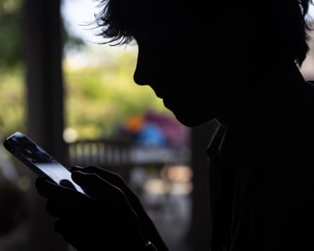Silhouette of young teen