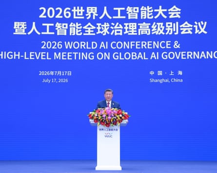 Xi Jinping delivering the keynote speech at the World AI Conference, Shanghai, 17 July 2026.