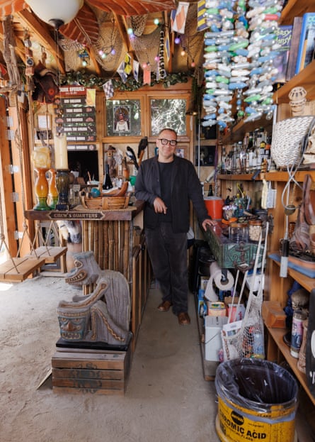 Doctorow in the back-yard bar of his Los Angeles home