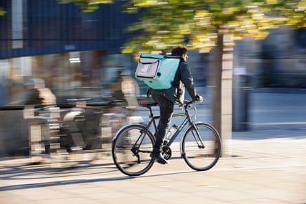 a Deliveroo cyclist