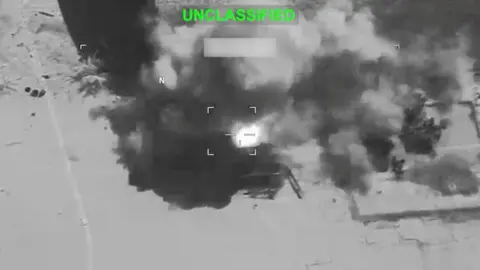 Reuters Explosion at an unknown location, during what U.S. Central Command says are strikes on Iran