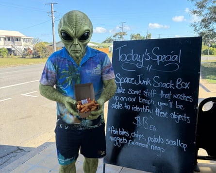 ‘We created a special menu item, the Space Junk Snackbox, and we advertised that with an alien, who was my husband, just as a bit of a laugh,’ Scobie says.