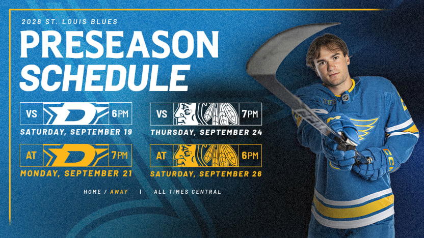With NHL season at 84 games starting with upcoming season, teams' preseason schedule reduced to four games; Blues to play Stars, Blackhawks twice each