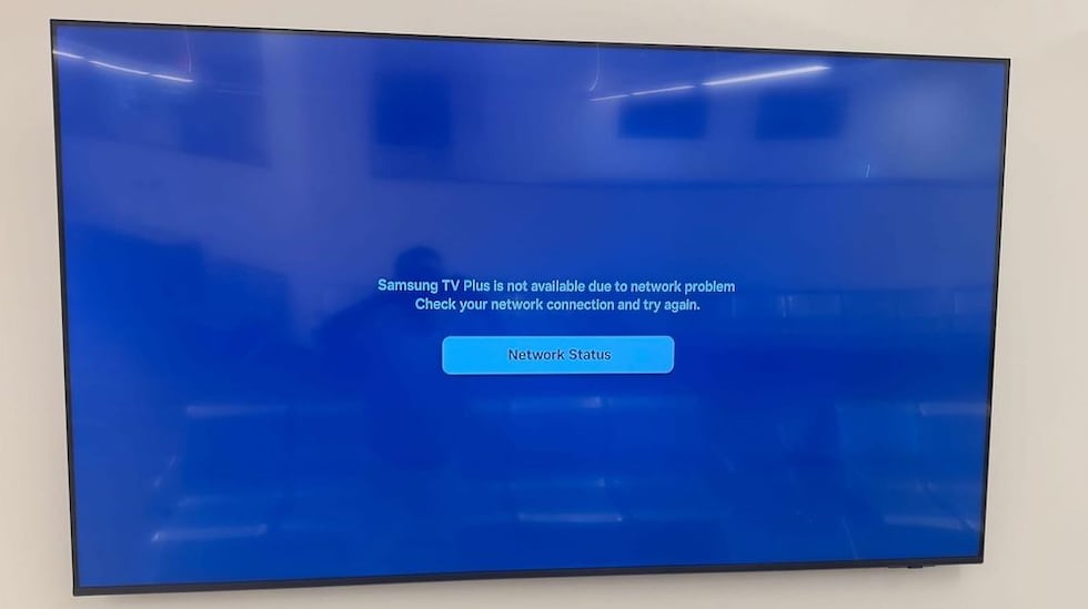 A television that was offline at the Pennington County Administration Building in Rapid City,...
