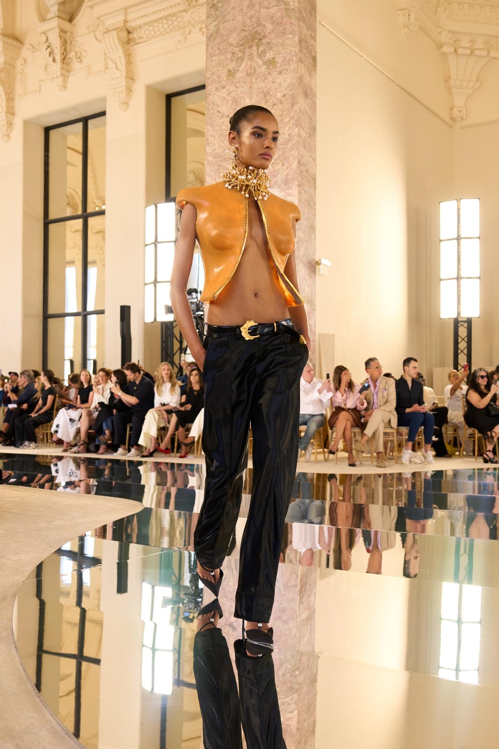 Materials such as silicone dominated the Schiaparelli collection. Photo: Handout