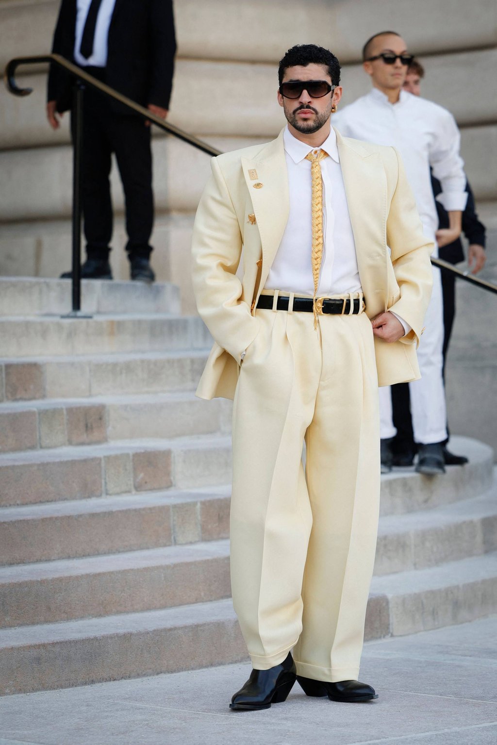 Bad Bunny at the Schiaparelli show. Photo: AFP