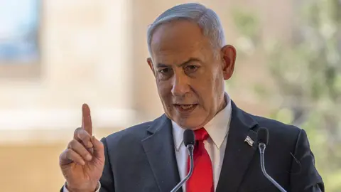 AFP via Getty Images Benjamin Netanyahu speaks at an event in East Jerusalem.