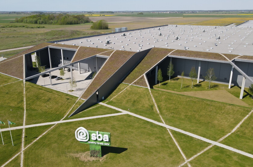 Aerial view of the Inno Line production facility in Klaipėda, one of four SBA Home factories.