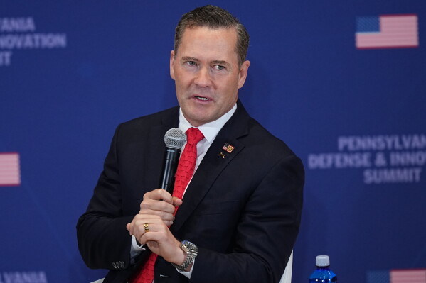 U.S. Ambassador to the United Nations Mike Waltz speaks before President Donald Trump arrives at the United States Army War College in Carlisle, Pa., during the Pennsylvania Defense and Innovation Summit, Wednesday, July 15, 2026. (AP Photo/Matt Rourke)