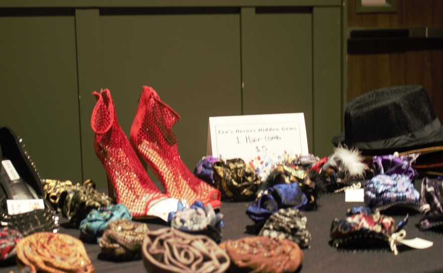 A display of some of the items Eva's Heroes picked from shopping at Dillard's at North Star Mall in San Antonio. The items are sold and proceeds go back to Eva's Heroes' programs.
