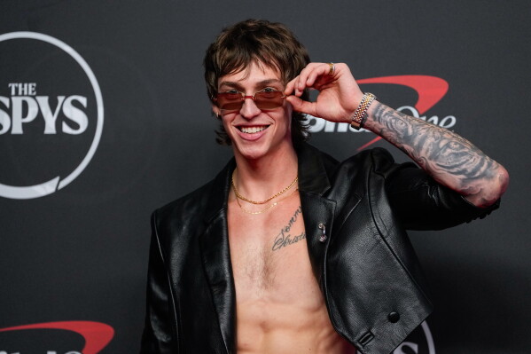 Jimmy Satos arrives at the ESPY Awards at Lincoln Center on Wednesday, July 15, 2026, in New York. (AP Photo/Yuki Iwamura)