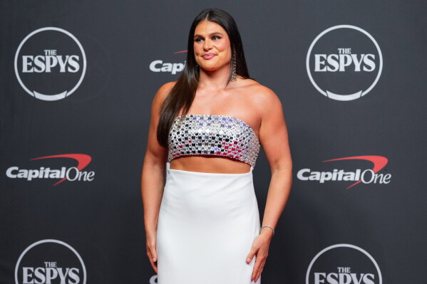 Ilona Maher arrives at the ESPY Awards at Lincoln Center on Wednesday, July 15, 2026, in New York. (AP Photo/Yuki Iwamura)