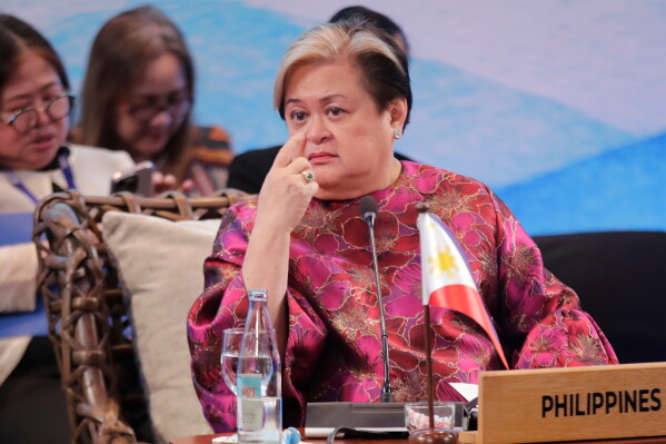 ASEAN Chair and Philippine Foreign Secretary Theresa Lazaro hosts an informal consultation with Foreign Ministers during the Association of Southeast Asian Nations (ASEAN) Foreign Ministers' Meeting at the Philippine International Convention Center in Manila, Tuesday, July 21, 2026. (Francis R. Malasig/Pool Photo via AP)