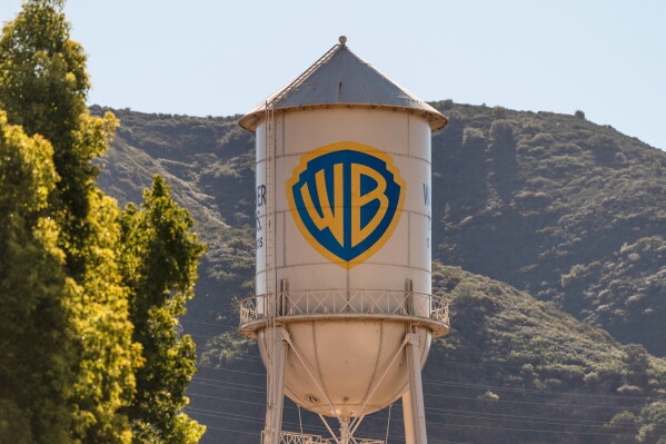 The Warner Bros. water tower appears at Warner Bros. Studios in Burbank, Calif., on Dec. 5, 2025. (AP Photo/Jae C. Hong, File)