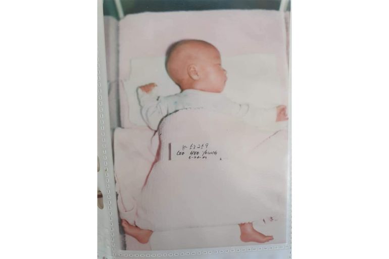 A photo of Mia Lee Hansen that was included in her adoption file [Courtesy of Mia Lee Hansen]