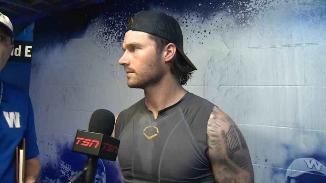 Click to play video: 'RAW: Blue Bombers Dru Brown Interview – July 24'