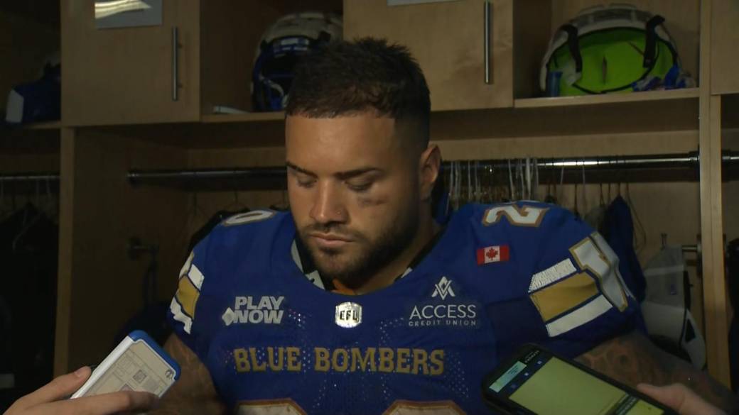 Click to play video: 'RAW: Blue Bombers Brady Oliveira Interview – July 24'